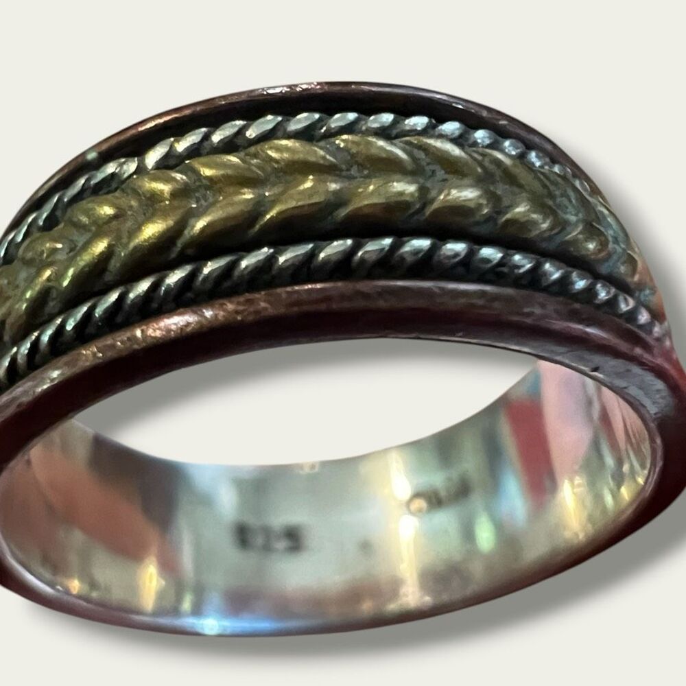 Vintage DbM Kensington 925 Sterling Silver Mixed Metal Spinner Ring Size 9